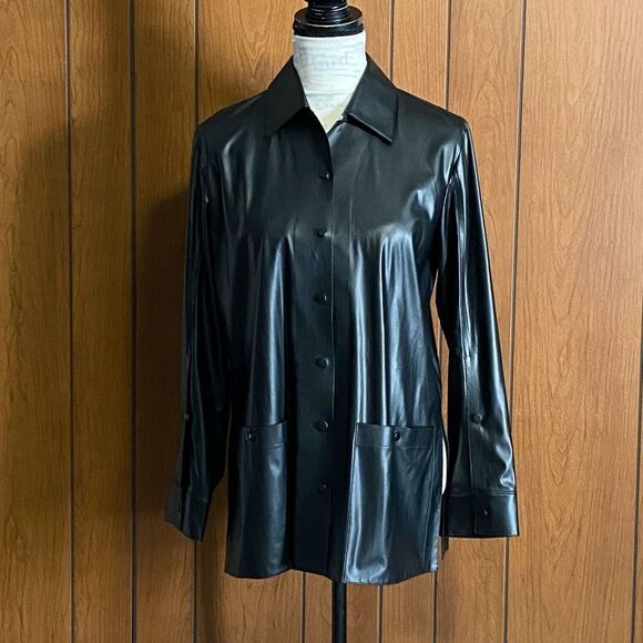 Theory Shirt Jacket in Faux Leather size M - Picture 3 of 10